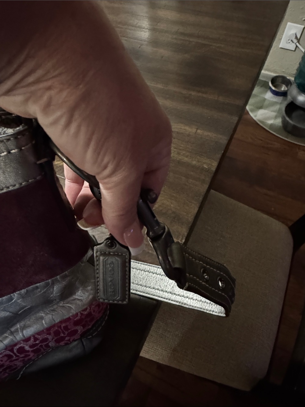 Coach Patchwork Shoulder Bag in Burgundy, Gray and Pink - Picture 2 of 9
